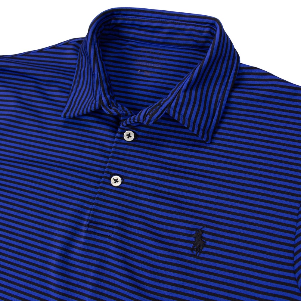 Polo Ralph Lauren‎ Mens Performance Striped Golf Polo Shirt Blue Black Small